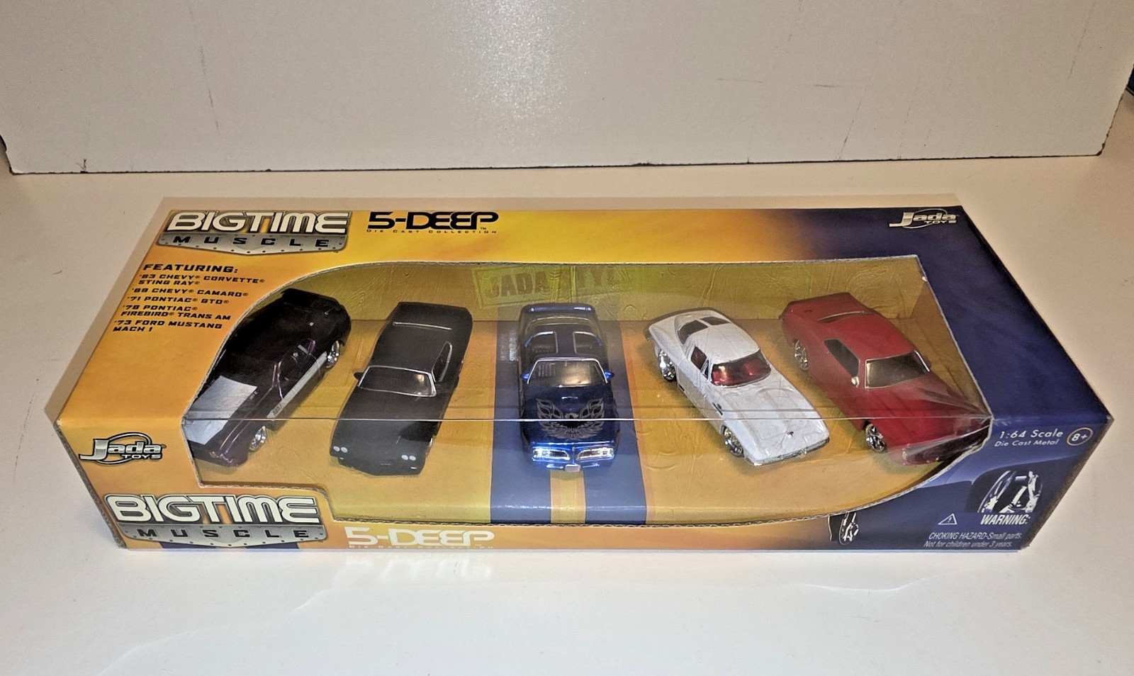 Jada Toys BigTime Muscle 5-Deep Corvette,Mustang, Camaro, GTO, DAMAGED BOX