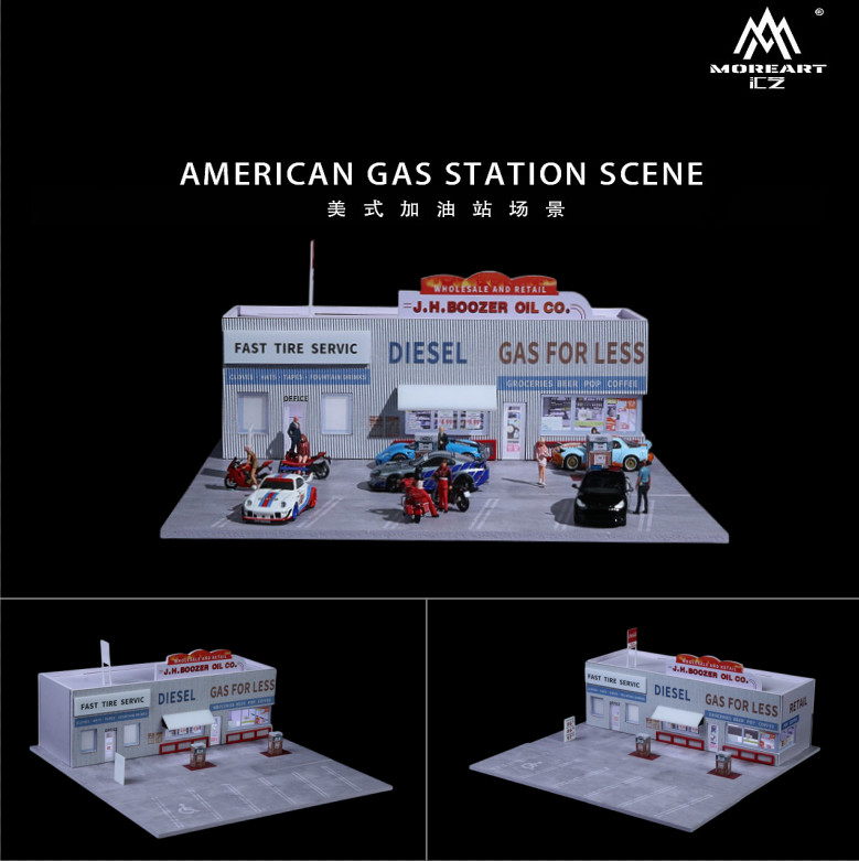 More Art Diorama 1:64 Car Garage Model Lighting Parking Lot Scene Building Model