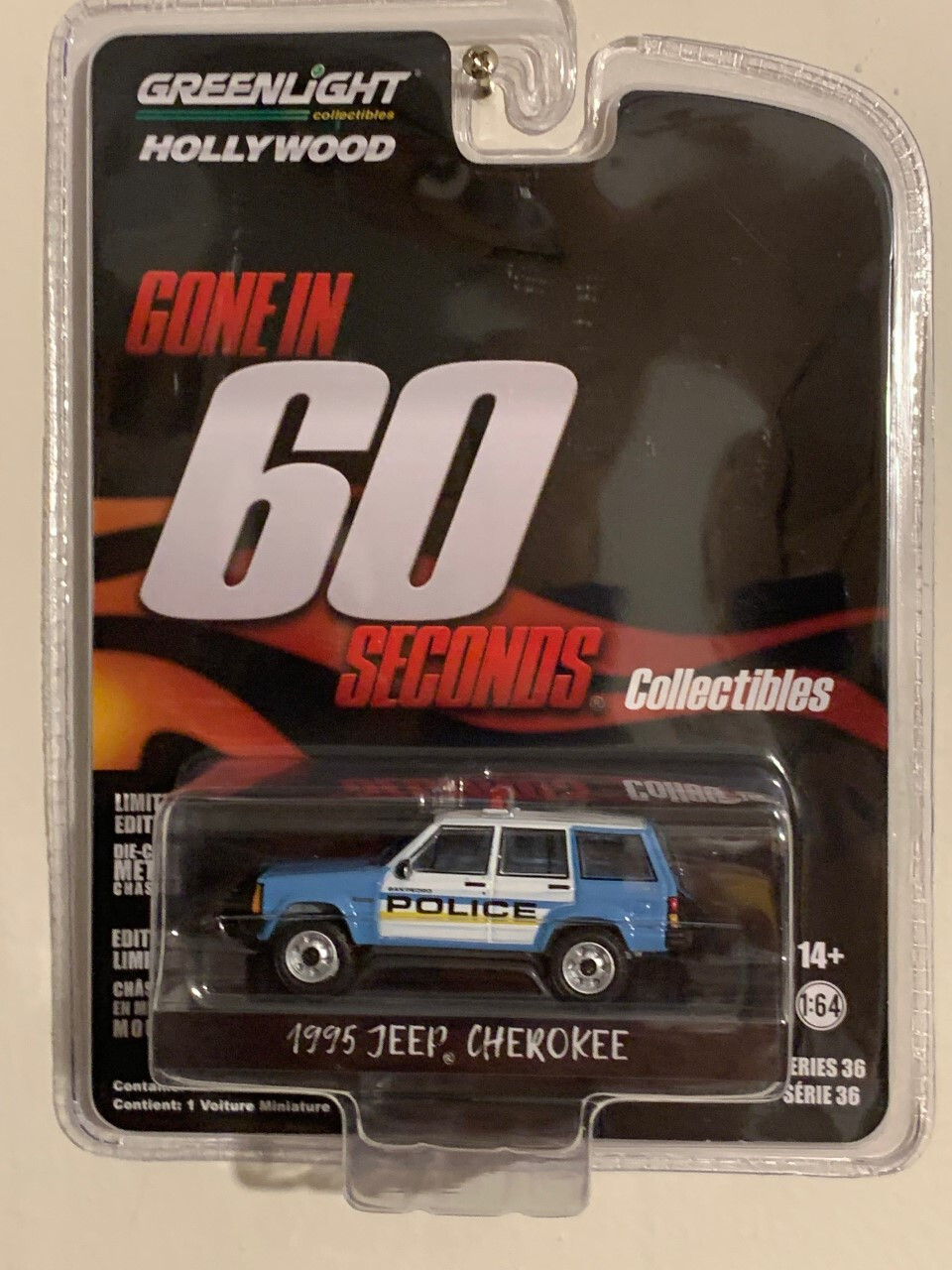 N51 GREENLIGHT 1995 Jeep Cherokee Light Blue and White San Pedro Police 44960 E