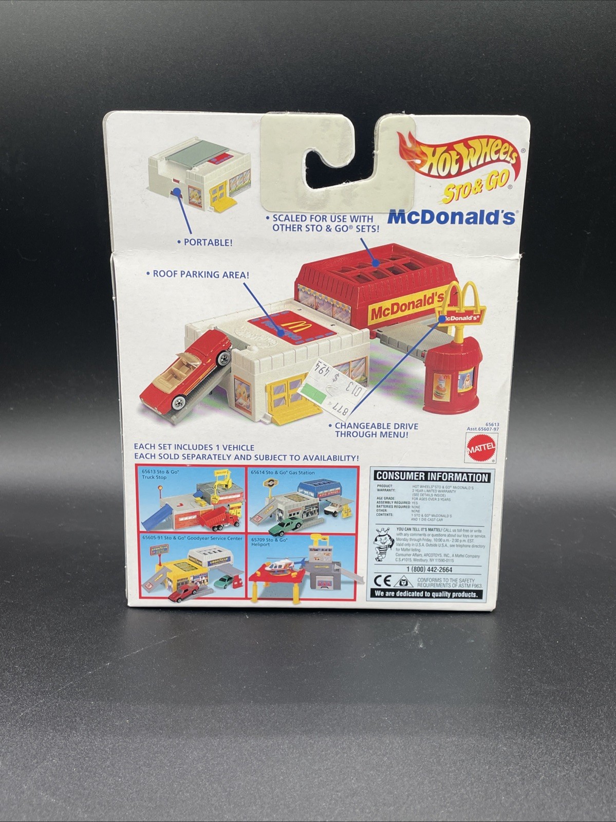 Hot Wheels Sto & Go – McDonald’s Drive Through Window with Menu – Blue Car 1995