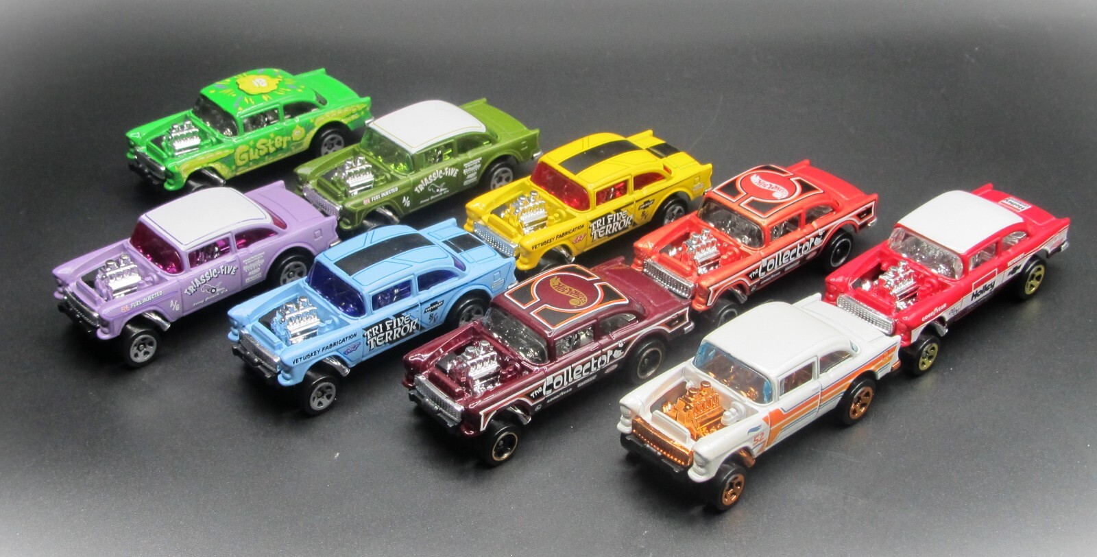 Hot Wheels ’55 Chevy Bel Air Gasser, Lot of 9, Loose, New