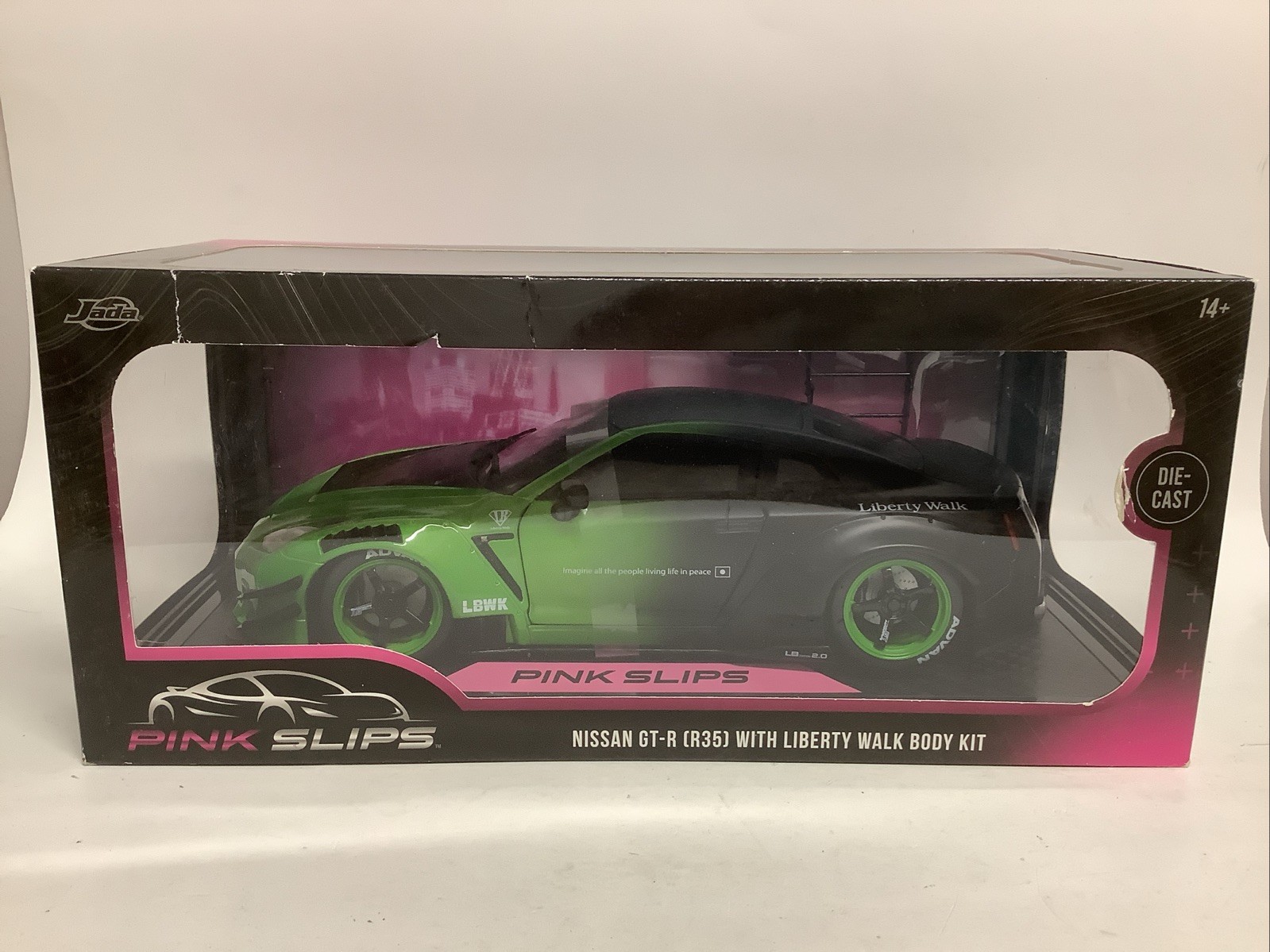 Jada Pink Slips NISSAN GT-R (R35) With LIBERTY WALK Body Kit BAD BOX