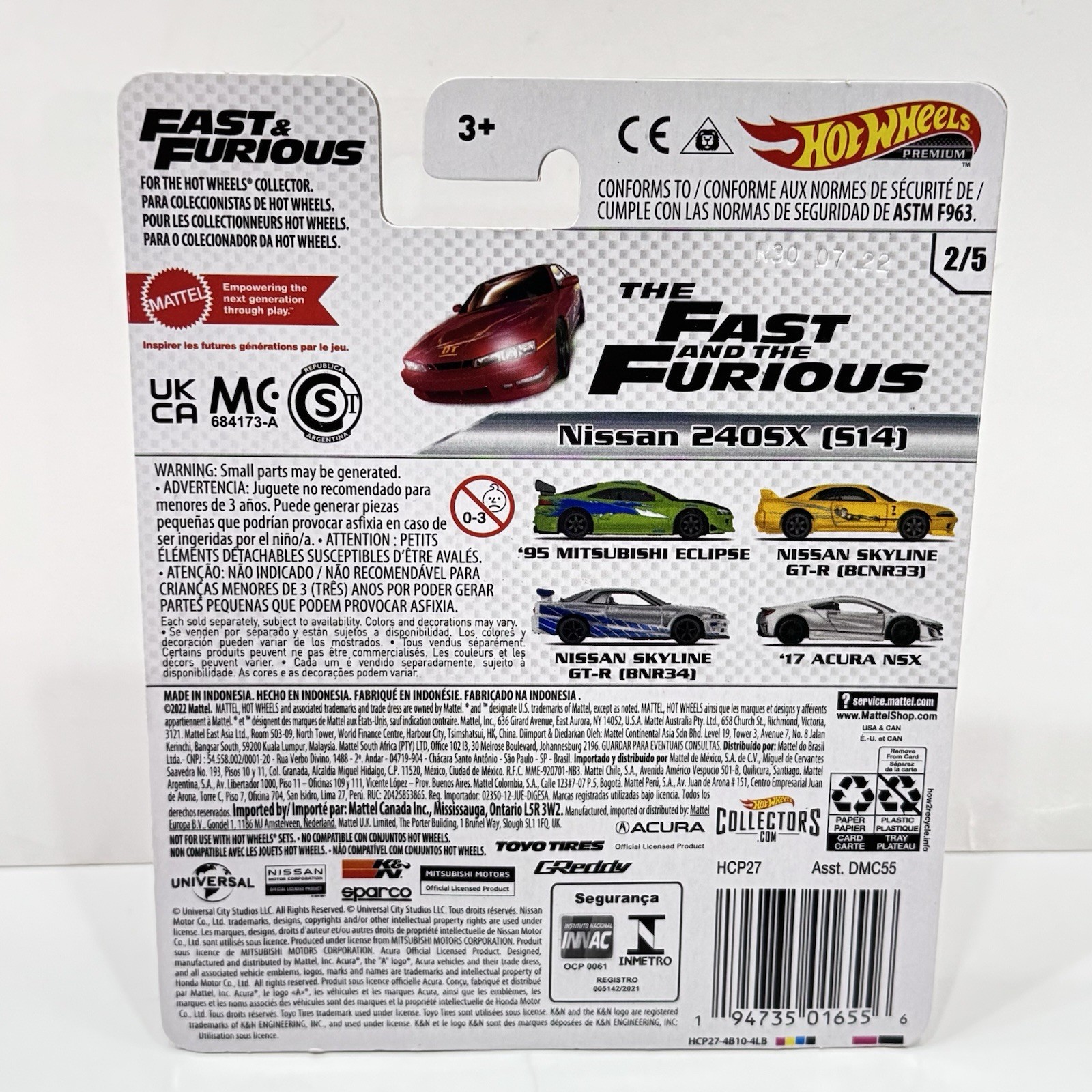 2022 Hot Wheels Premium Fast & Furious Nissan 240SX (S14) # 2/5 Red Original
