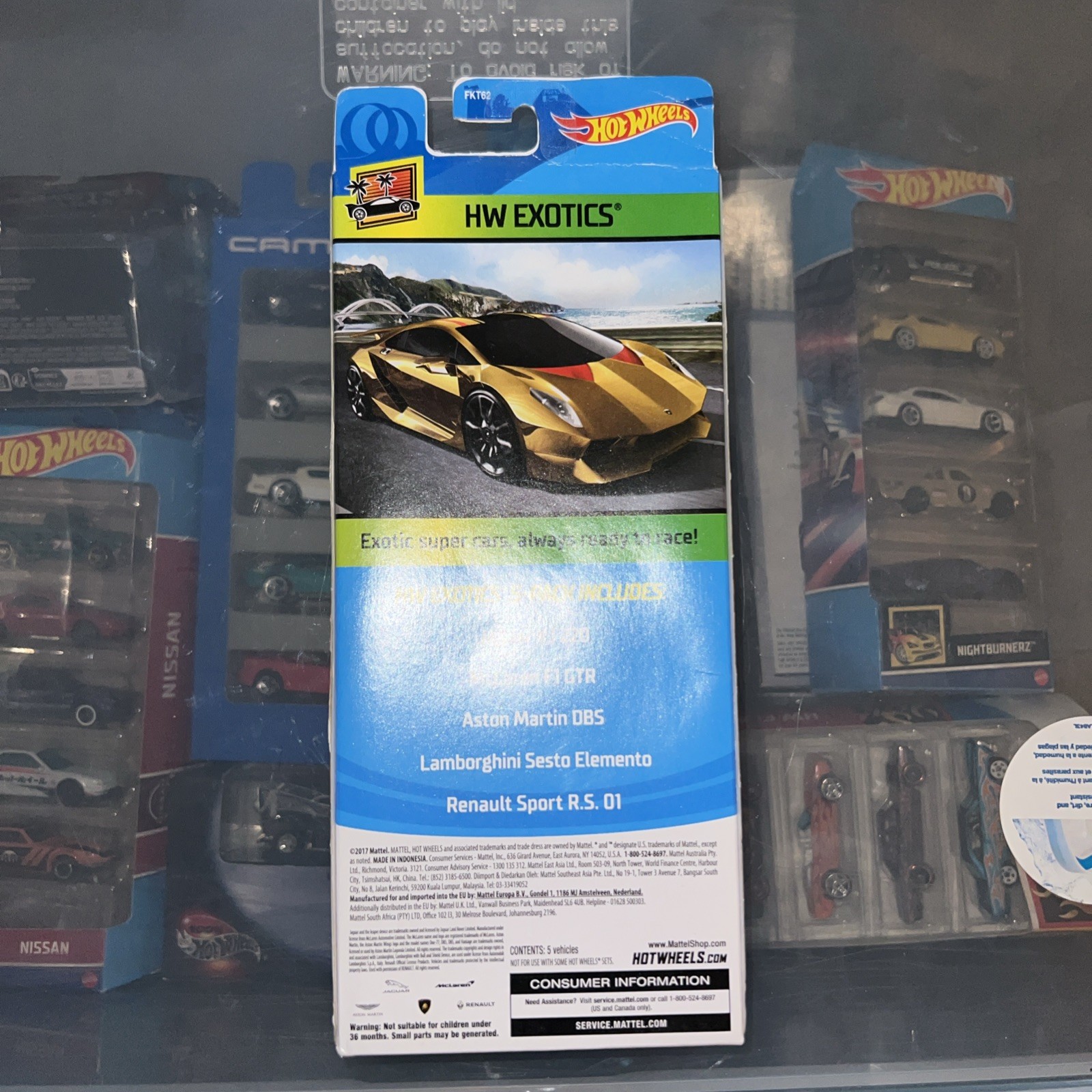 Hot Wheels HW Exotics 1:64 Diecast 5-Pack Jaguar McLaren Aston Lamborghini