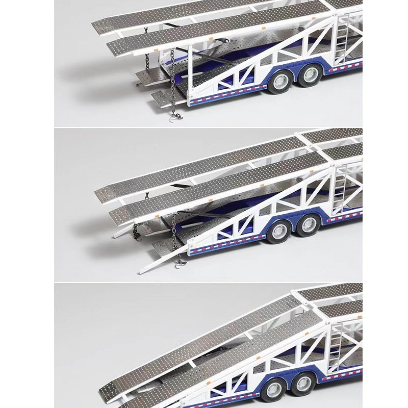 GCD 1:64 Diecast Car Carrier Trailer 10-Unit Loading Black Blue Metal Model