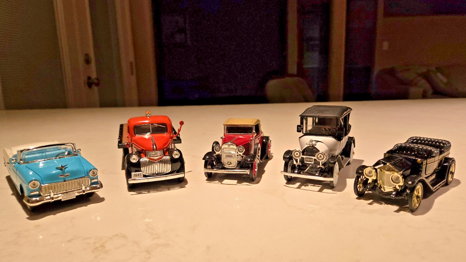 Vtg National Motor Museum Mint Chevy Diecast 5 Car Lot 1955 1941 1931 1915 1911