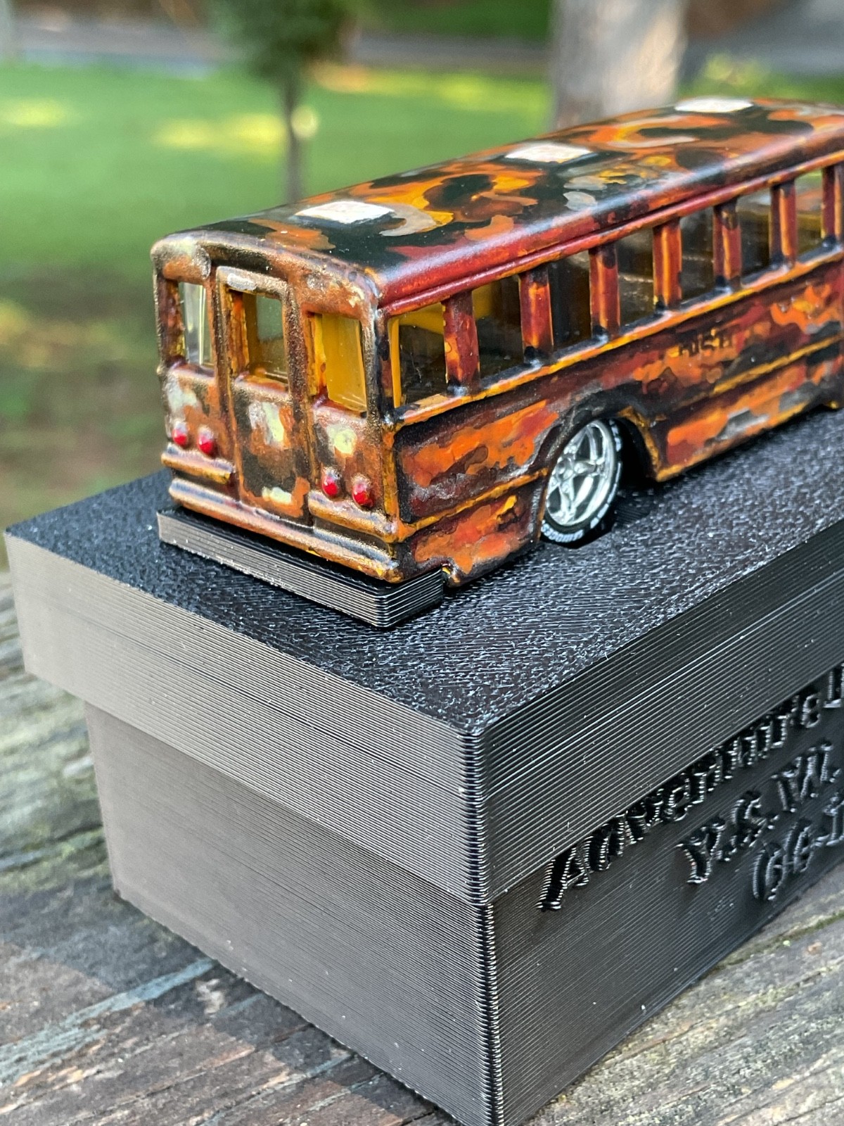 1/64 Custom School Bus Adventure Force Slammed Real Riders Patina Rust Rat Rod