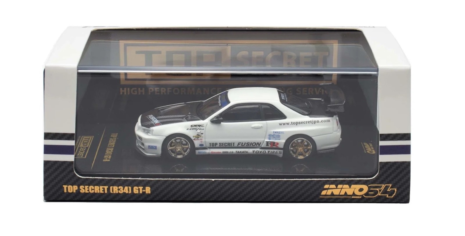Inno64 1:64 Top Secret Nissan GT-R R34 White IN64-R34TS-WHI