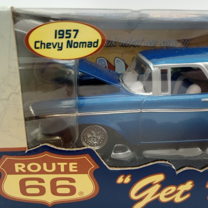 Route 66 Get Your Kicks 1957 Chevy Nomad Blue 1:24 Die-Cast NEW w BOX WEAR ©2001
