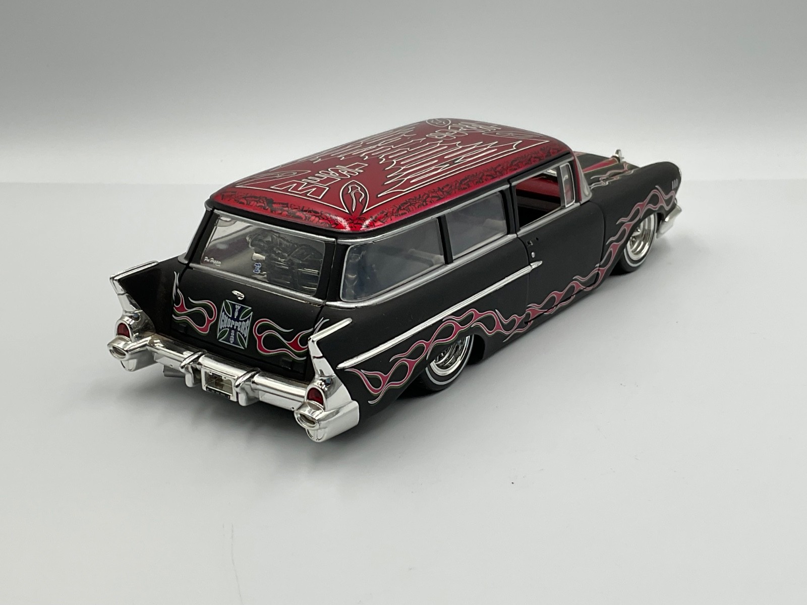 WEST COAST CHOPPERS 1957 CHEVY NOMAD LOWRIDER – MATTE BLACK – 1/24 SCALE – NICE!