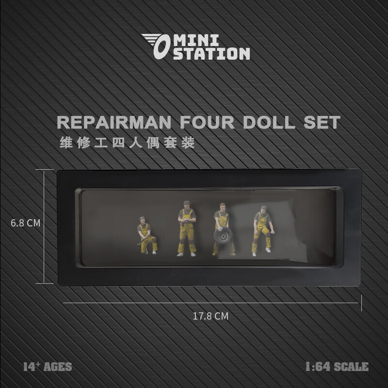 Mini Station 1:64 Mooneyes Targa/T1/trailer/Repair worker Model Car