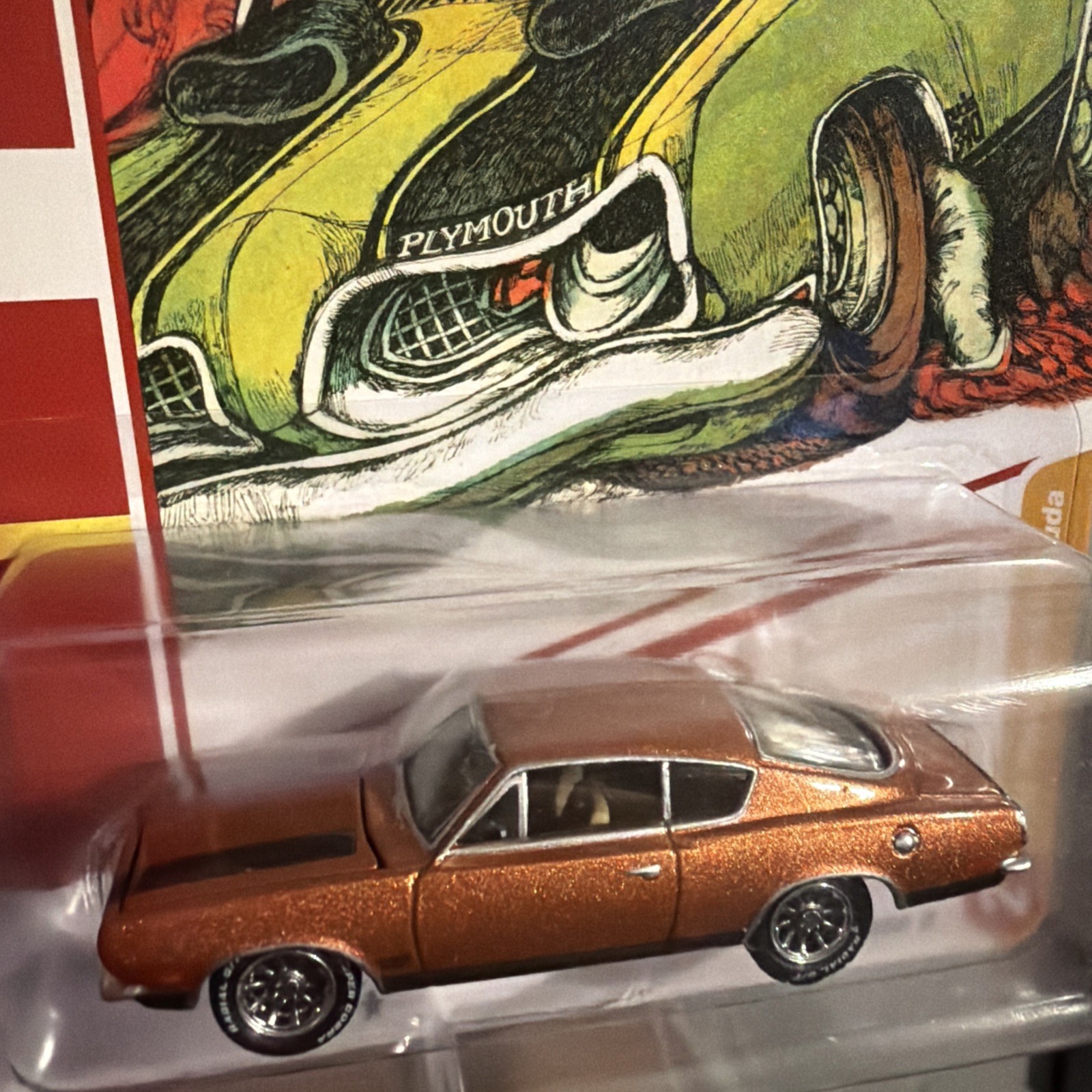 🚨1969🔥Plymouth🔥Barracuda 1/64 Diecast Bronze Fire ⭐️Classic⭐️Gold