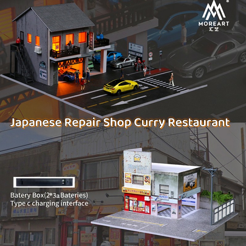 More Art Diorama 1:64 Diecast Garage Model LED Model Car Display Case Scene US