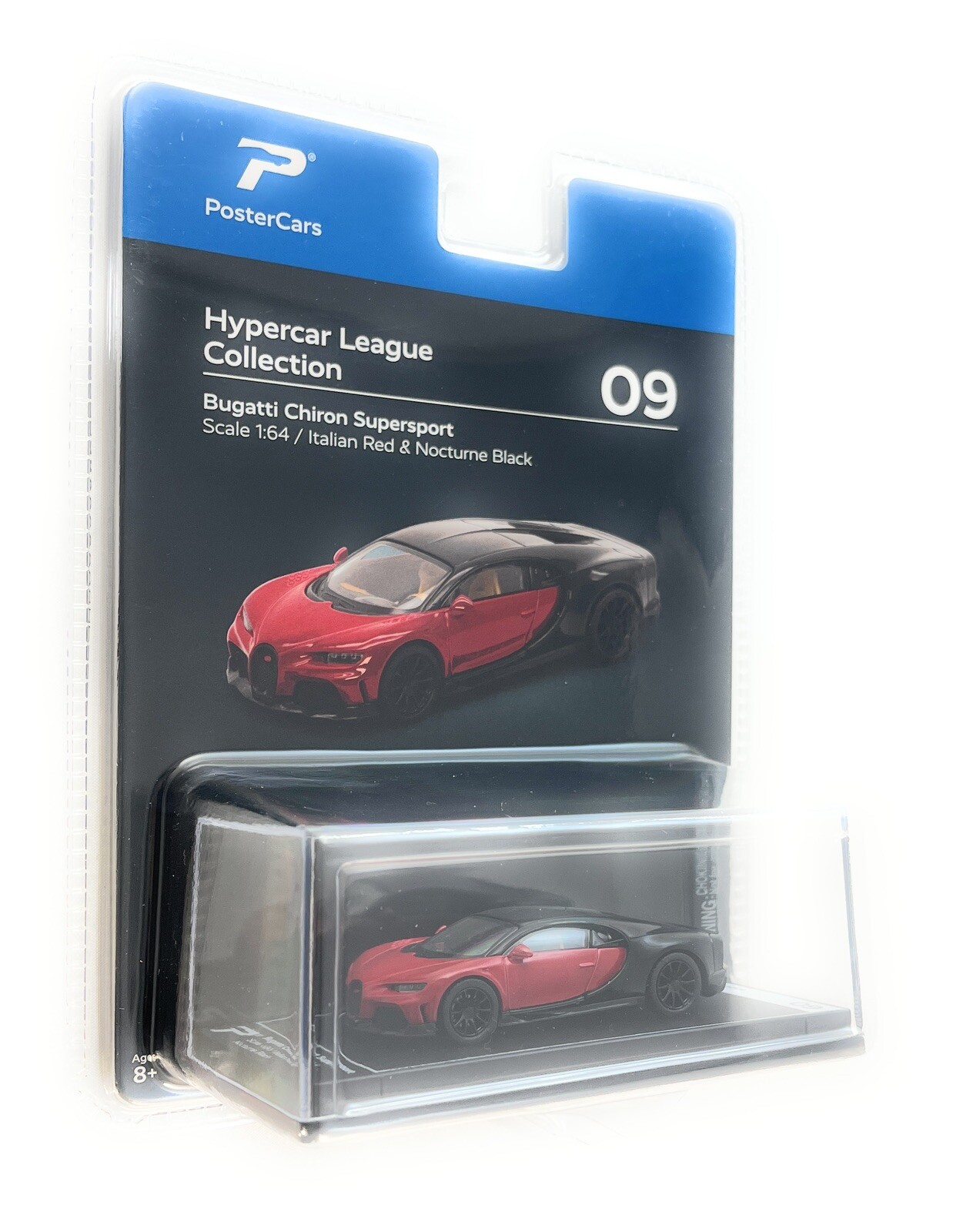 Bugatti Chiron Supersport Italian Red & Black 1:64 Model Car By PosterCars H09B