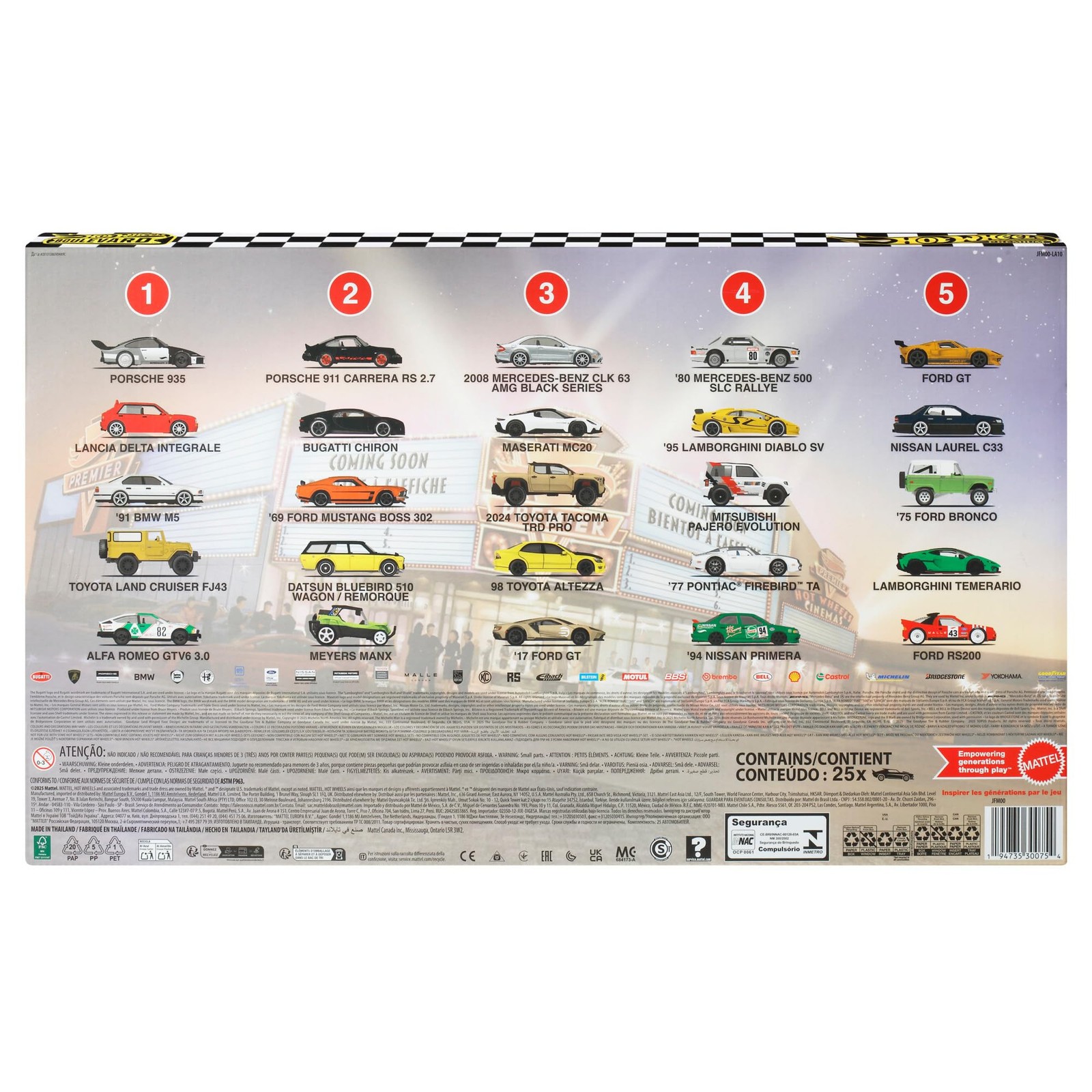 Hot Wheels Boulevard 25 Car Factory Set Premium Die Cast 1/64 Toy Cars JP