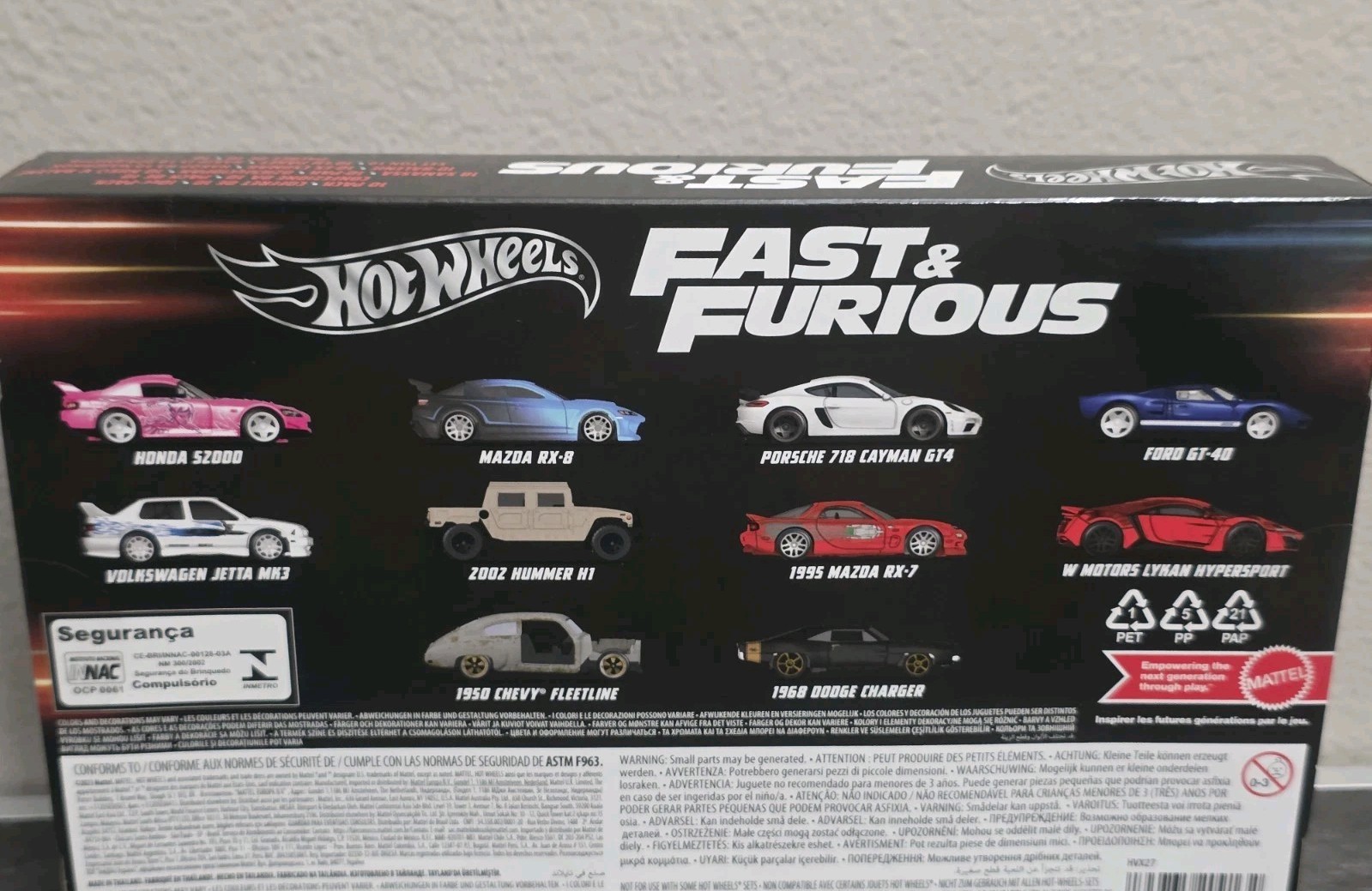 Hot Wheels Fast & Furious 10 Car Box Set Mazda Honda Ford Porsche Chevy Dodge