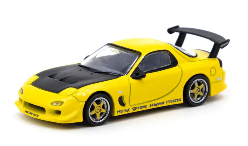 Tarmac 1/64 Vertex MAZDA RX7 FD-3S Diecast Model Car -YELLOW-