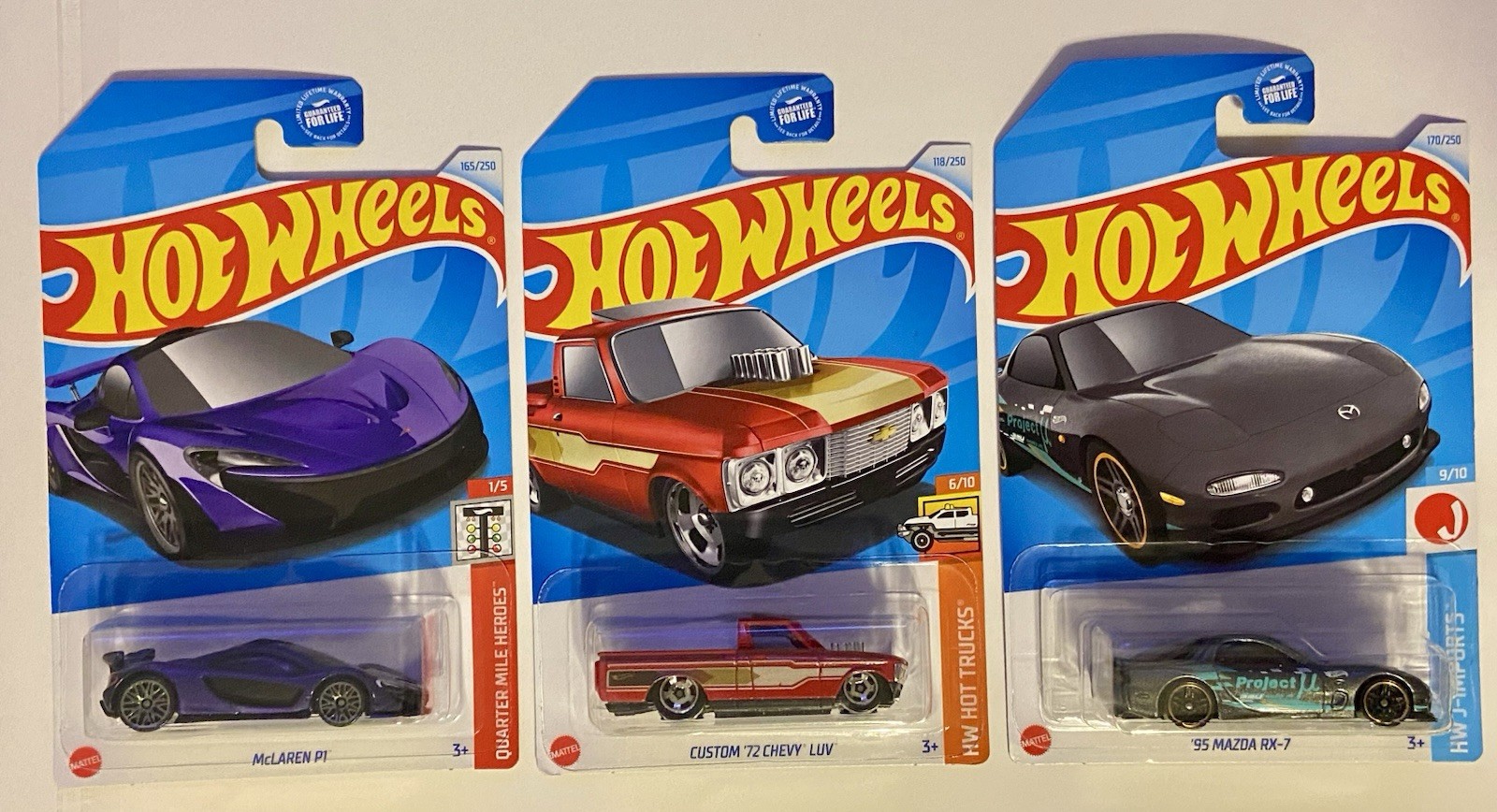 2024 Hot Wheels Kroger Exclusive Lot of 3 Cars (Mazda X-7, McClaren P1, Chevy)