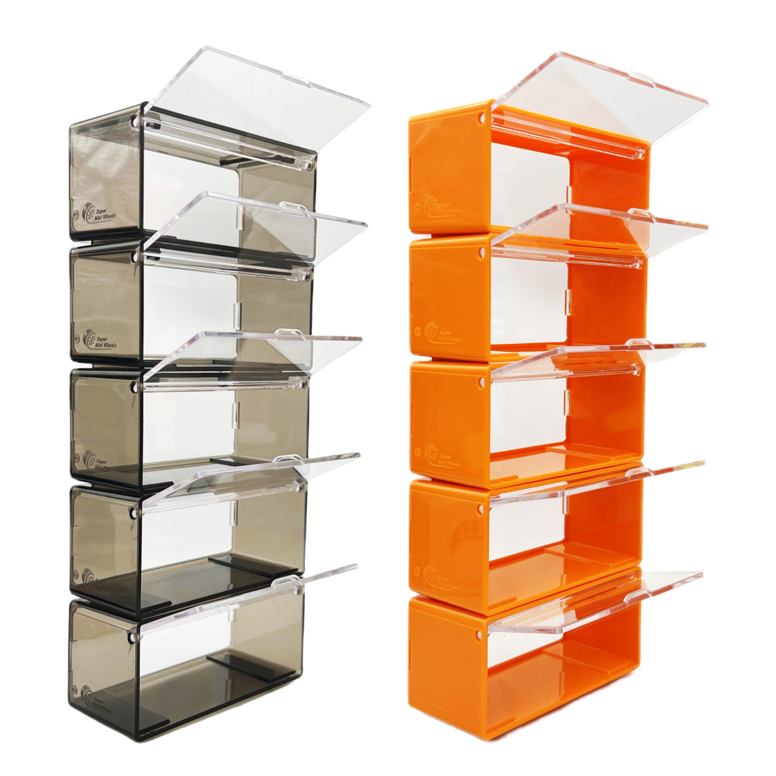 Super Mini Wheels 1:64 Display Case 5-Pack Clip On Storage Box for 1/64 Cars