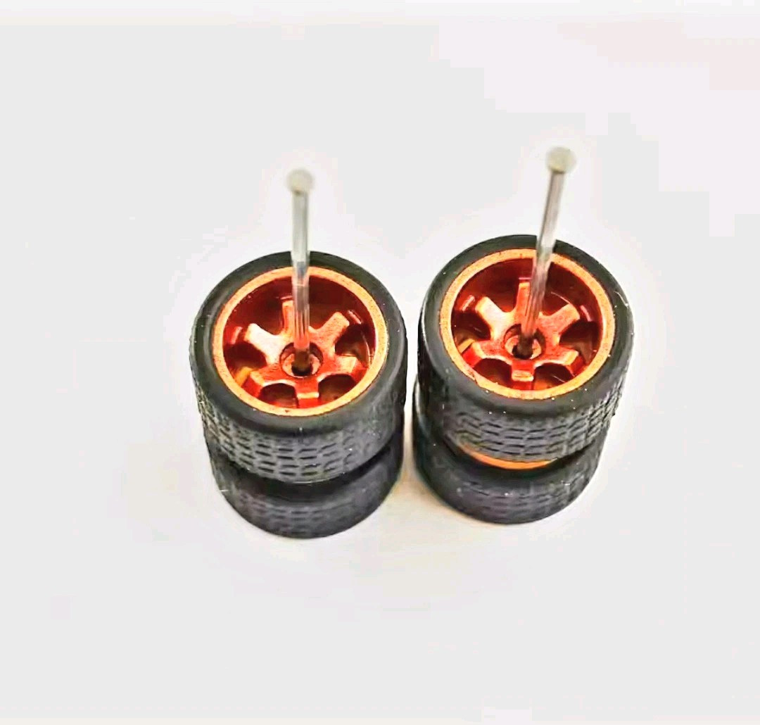 5 Sets TE37 6 Spoke Bronze 11mm Rims & Real Rider Rubber Tires 1/64 Hot Wheels