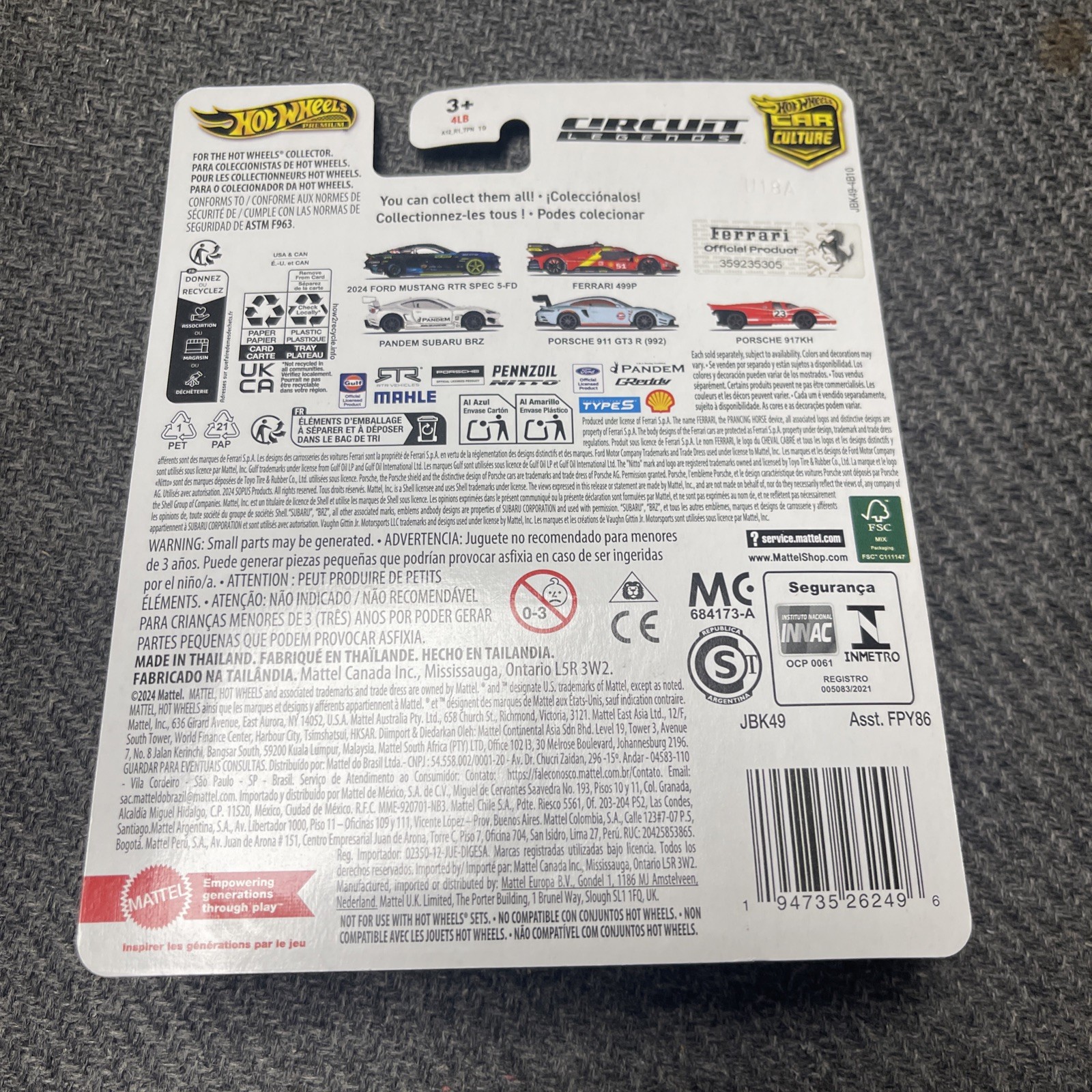 Hot Wheels Premium Ferrari 499P Circuit Legends Car Culture 2/5 Metal/Metal