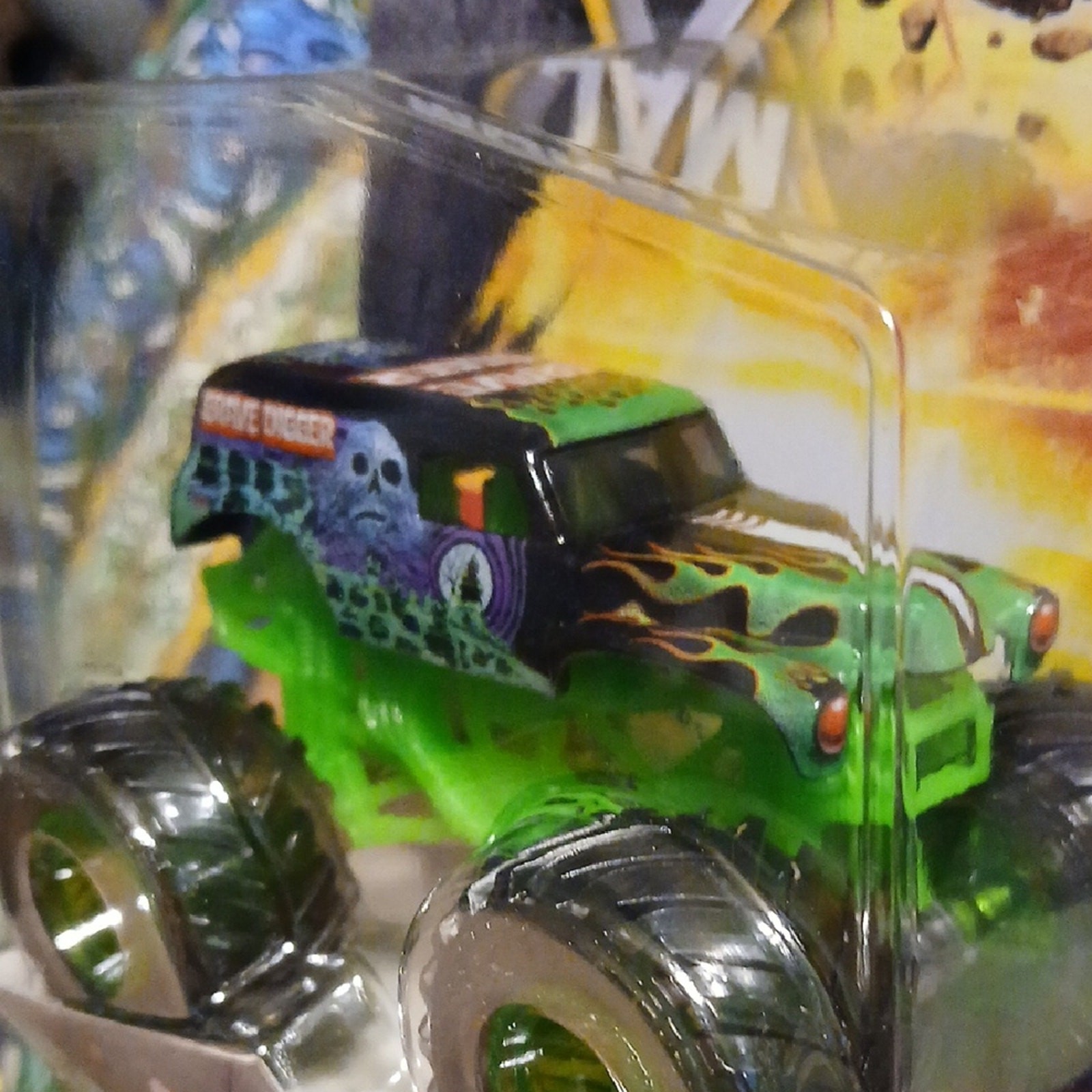 Grave Digger Monster Truck – Green and Black. Clear Green Wheels.