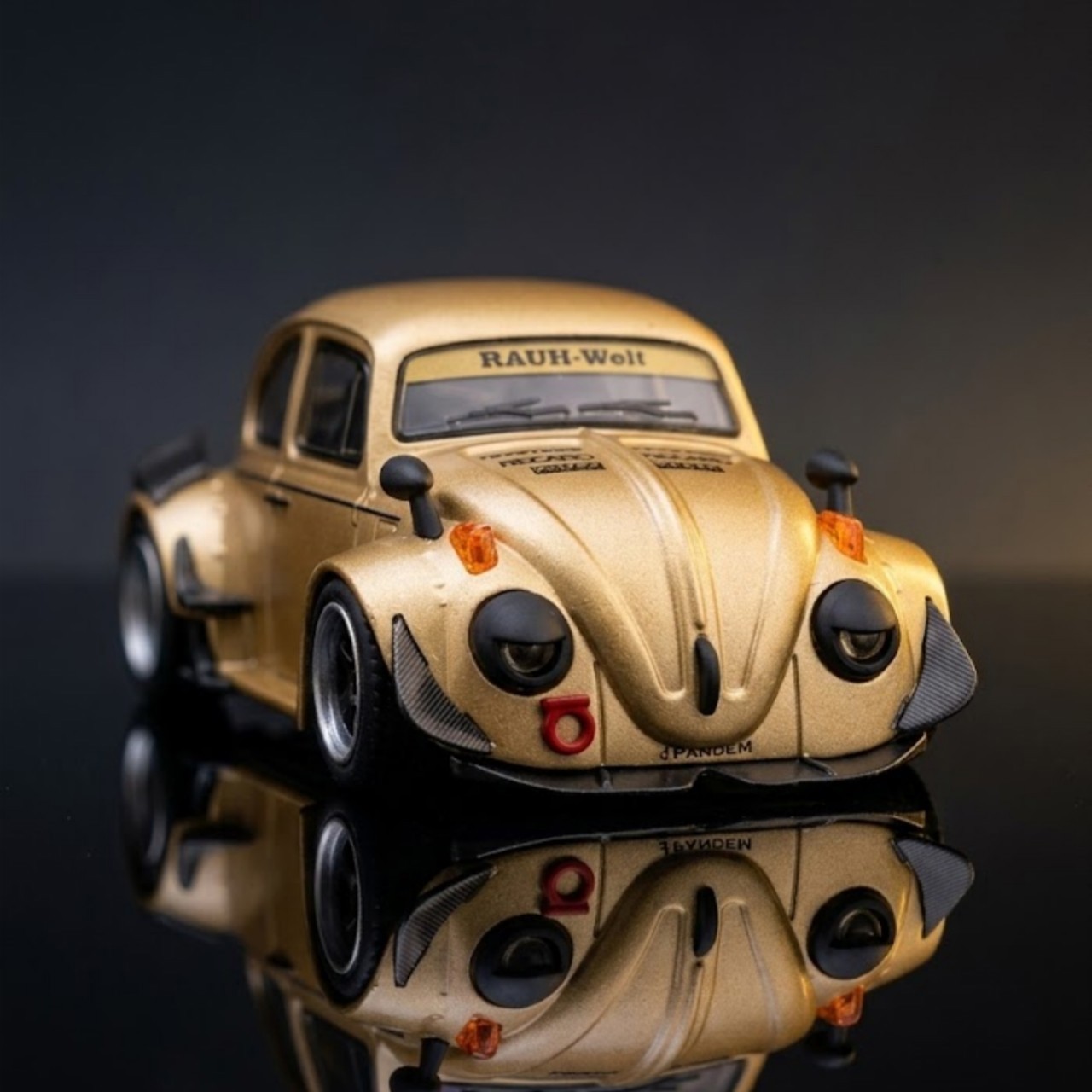 1/64 Demon King Car Q Version Classic Beetle RWB Widebody Gold LE500 Diecast New