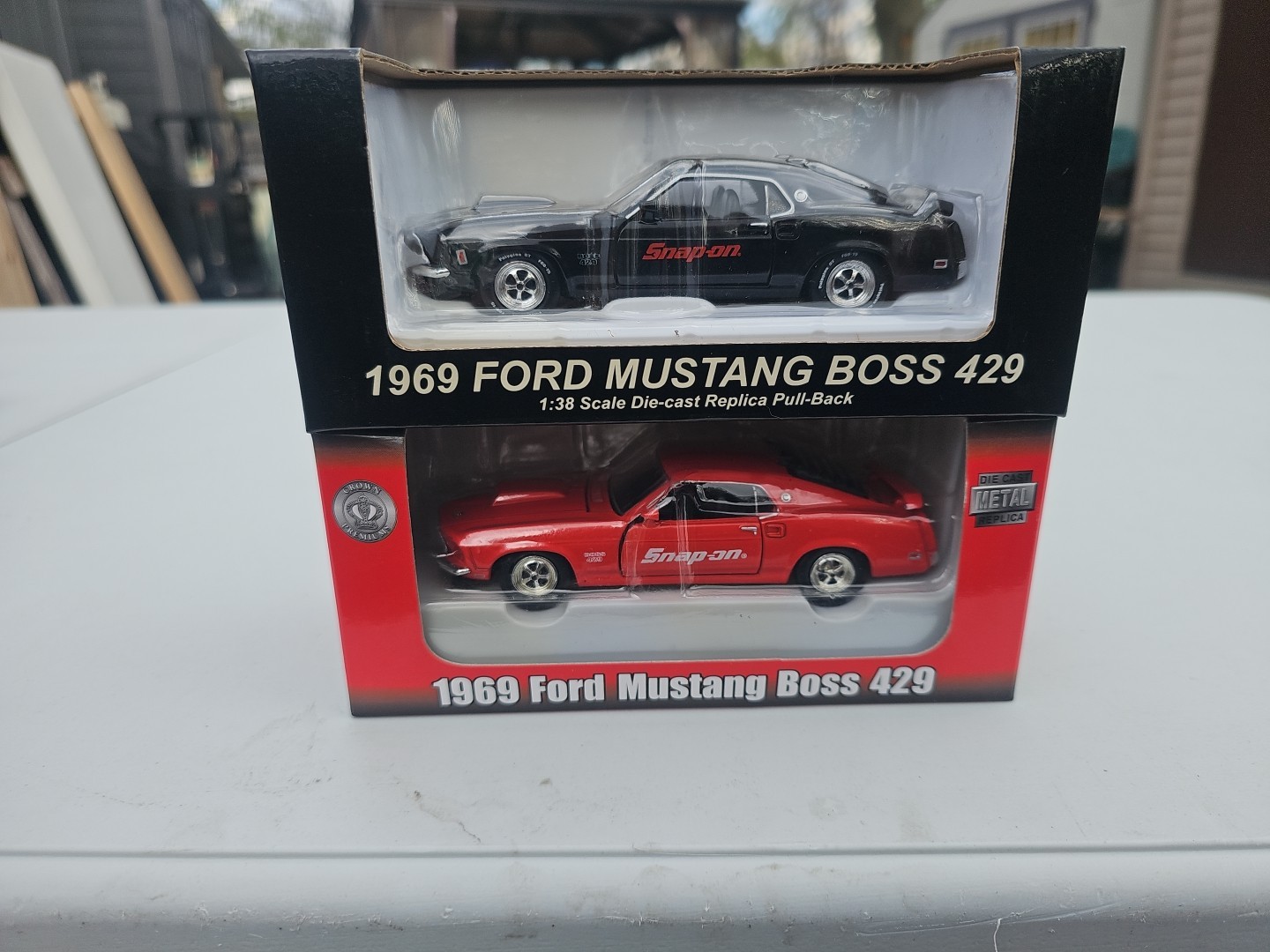 Vintage LOT OF 2 Snap On 1969 Ford Mustang Boss 429 1:38 Scale Pull Back Action