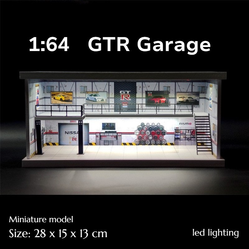 Diorama 1/64 Diecast Car Garage Model LED Street Building Multi-store Display US
