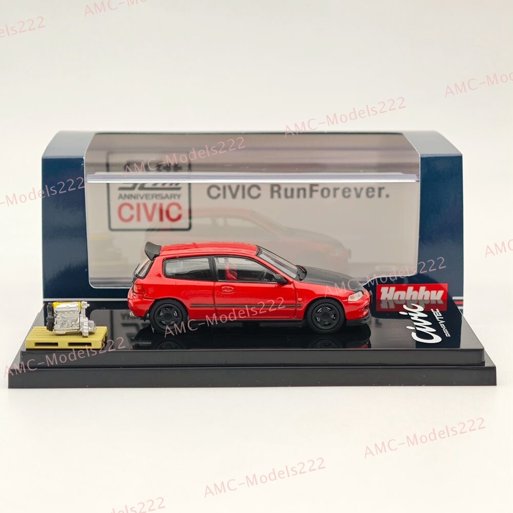 Hobby Japan 1:64 EG6 Diecast Car Models Miniature Collection with Engine Display