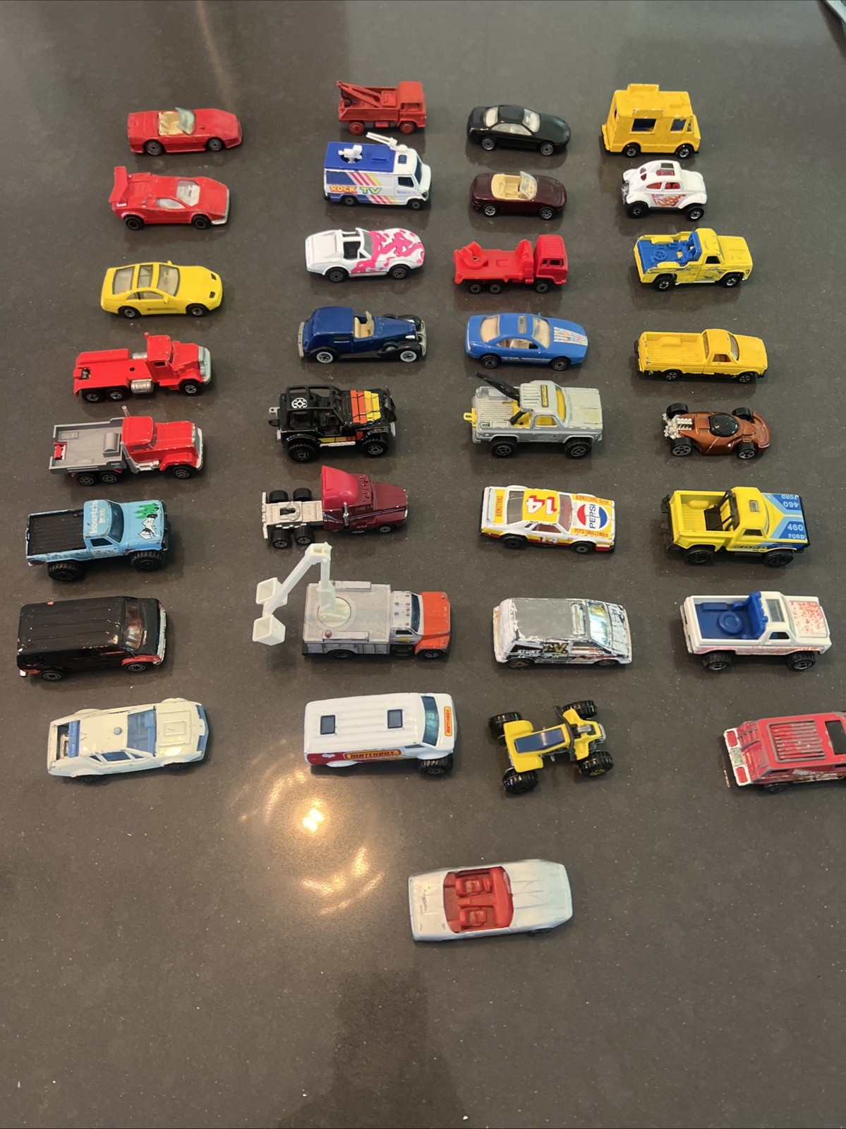 Lot Of 33 Diecast & Plastic Vintage Cars Trucks Mixed Brands See Description