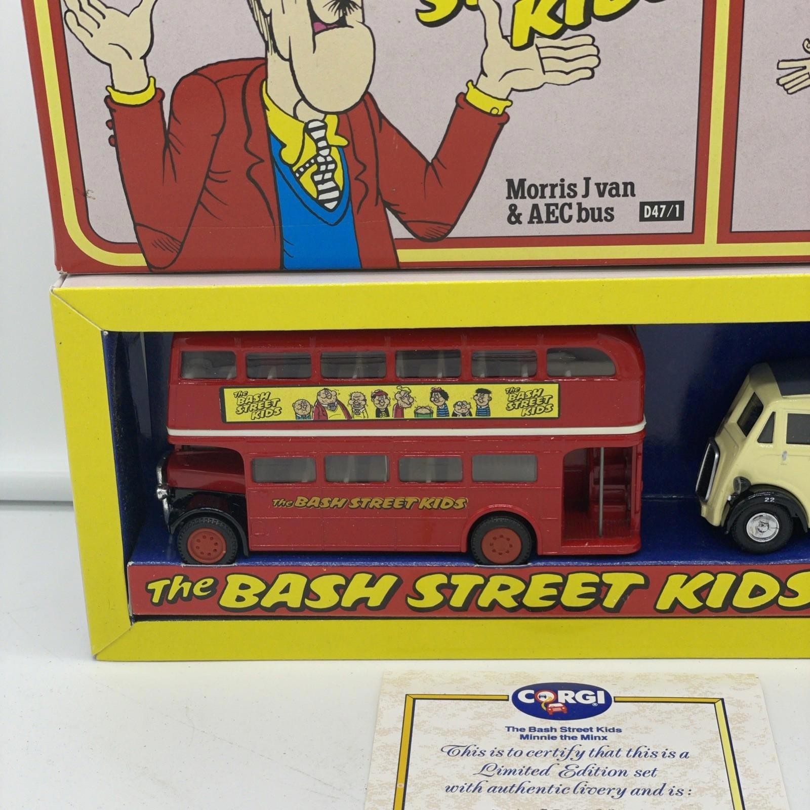Corgi “The Bash Street Kids” Double Decker AEC Bus & Morris J Van, NIB, 1990, #