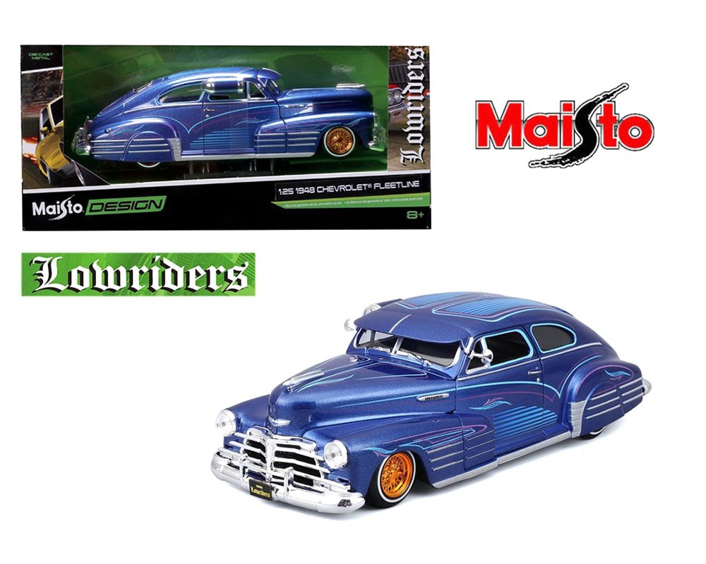 MAISTO DESIGN LOWRIDER LOW RIDERS 1948 CHEVROLET FLEETLINE 1/25 BLUE 32553
