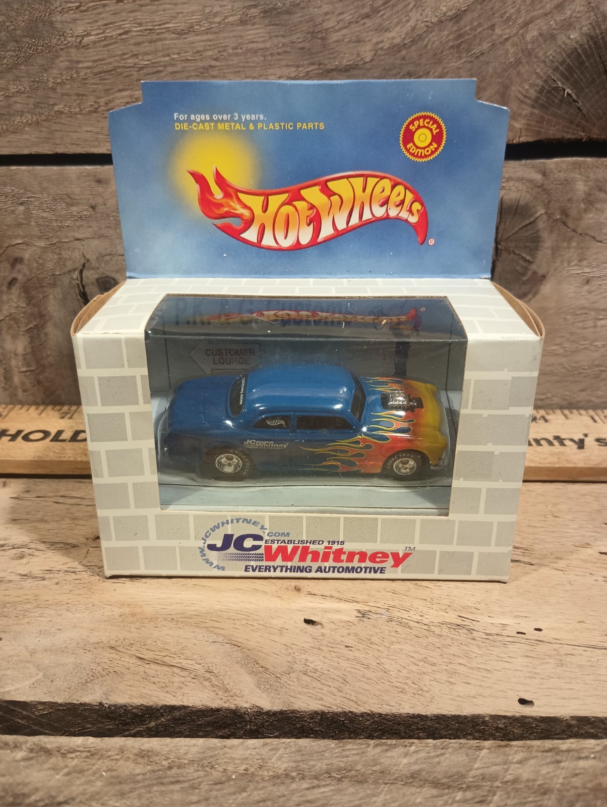 New Hot Wheels JC Whitney Blue Flames Diecast Car Special Edition