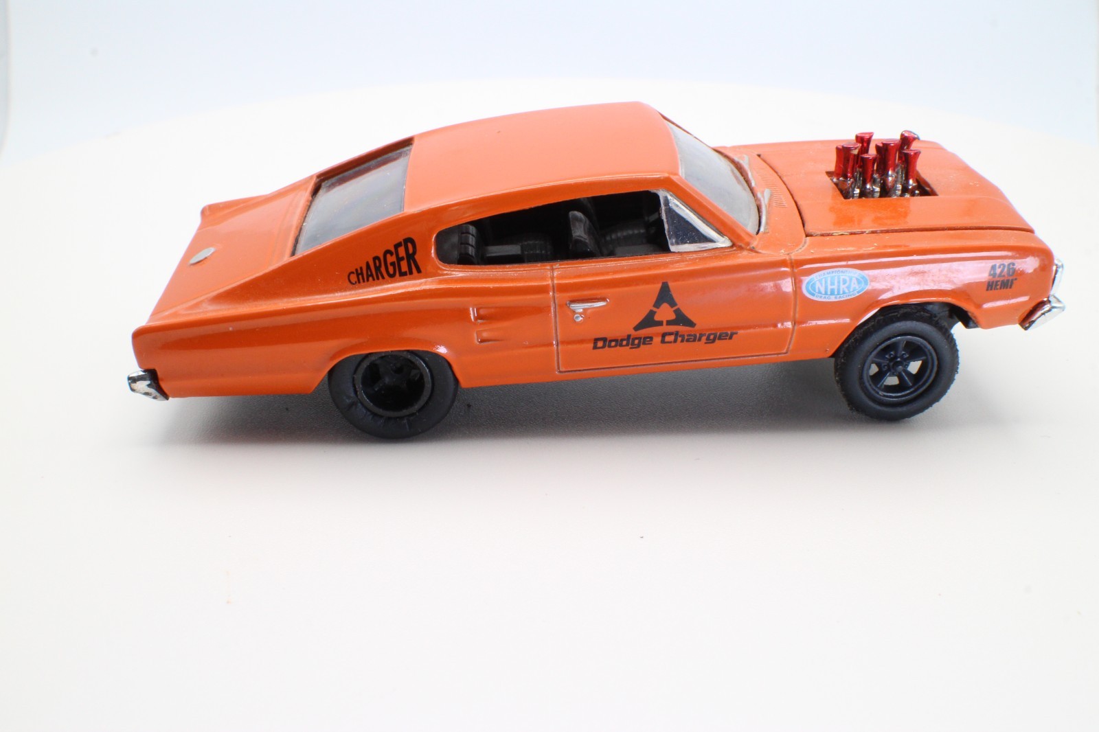 M2 Machines 1966 Dodge Charger Gasser Orange NHRA Model Kit Loose Rubber Tires