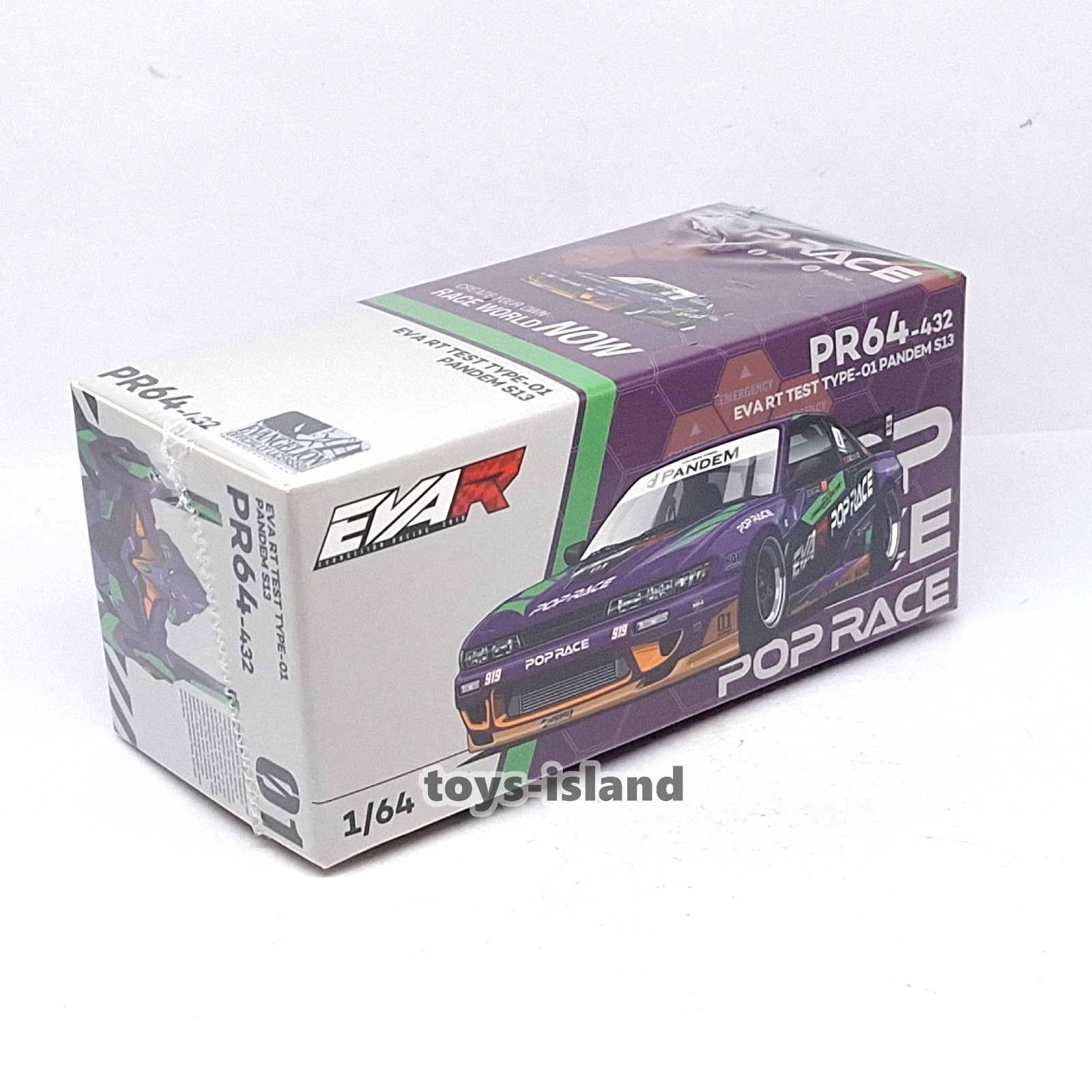 POPRACE PR64-432 1/64 EVA RT TEST TYPE-01 PANDEM Nissan S13 Silvia POP RACE NEW