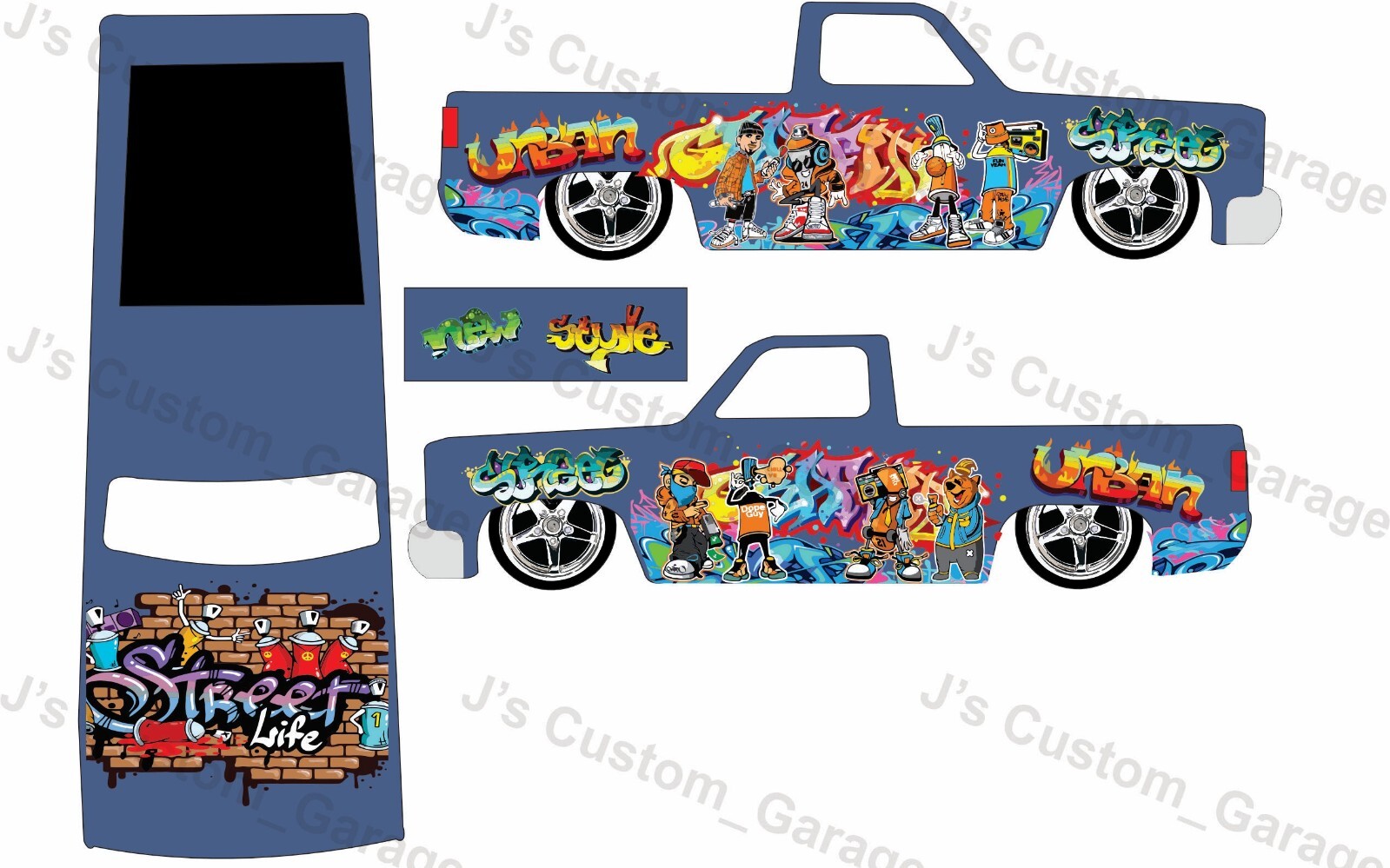 urban graffiti 83 1/64 custom white toner water slide Decal For Hot Wheels
