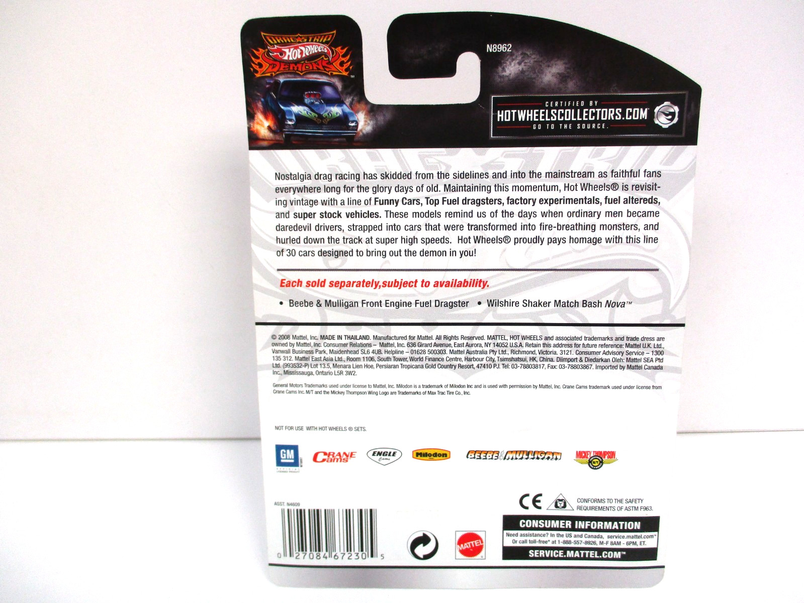 HOT WHEELS – DRAG STRIP DEMONS – BEEBE & MULLIGAN NHRA FRONT ENGINE DRAGSTER