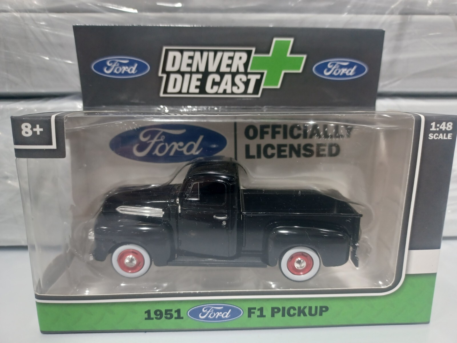 Denver Die-Cast 1:48 Scale 1951 Ford Pick-Up Truck – BLACK w/Red Rims – New