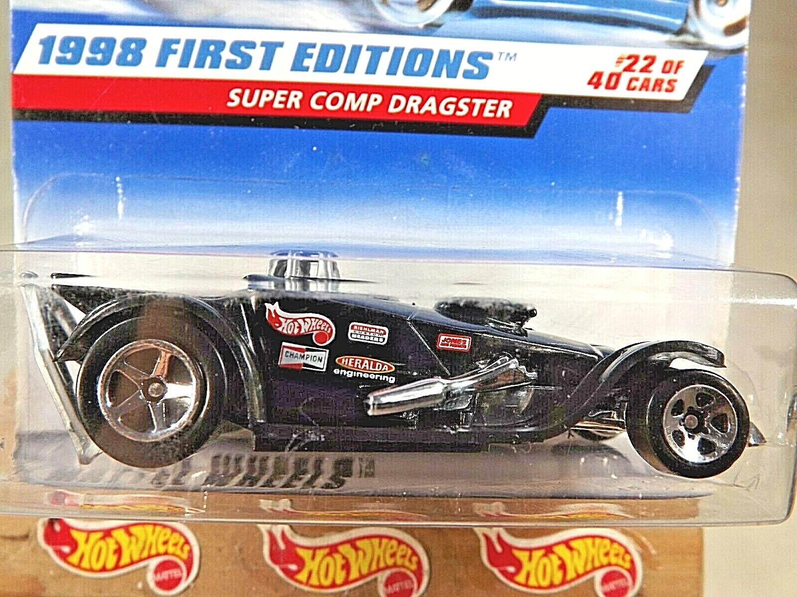1998 Hot Wheels #655 First Editions 22/40 SUPER COMP DRAGSTER Black 5-Decals 5Sp