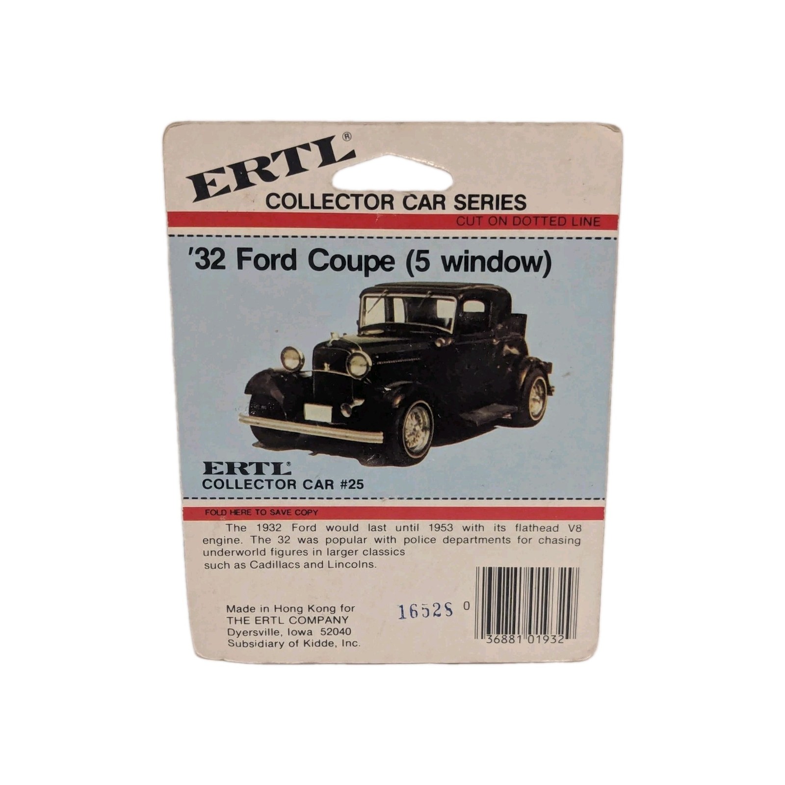 1980s Ertl Replica Series ’32 Ford 5-Window Coupe Tan/Black 1/64 Scale