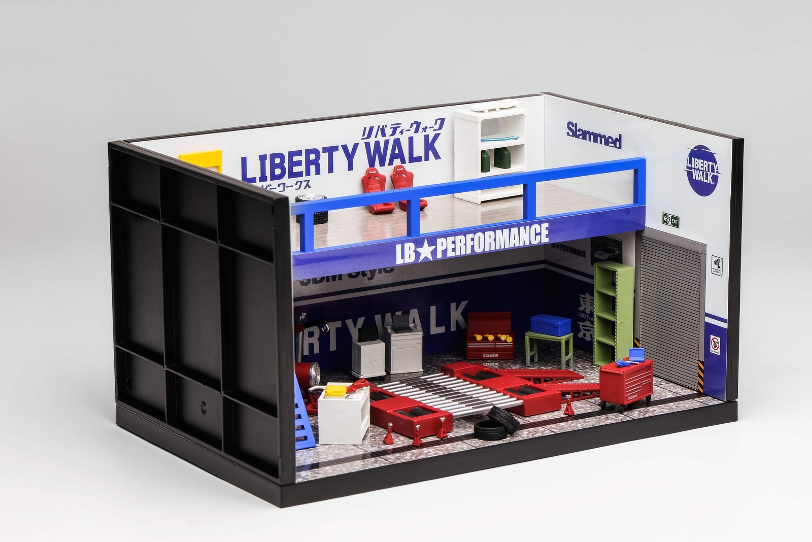 Motorhelix 1/64 Liberty Walk (Blue/White) Garage Diorama