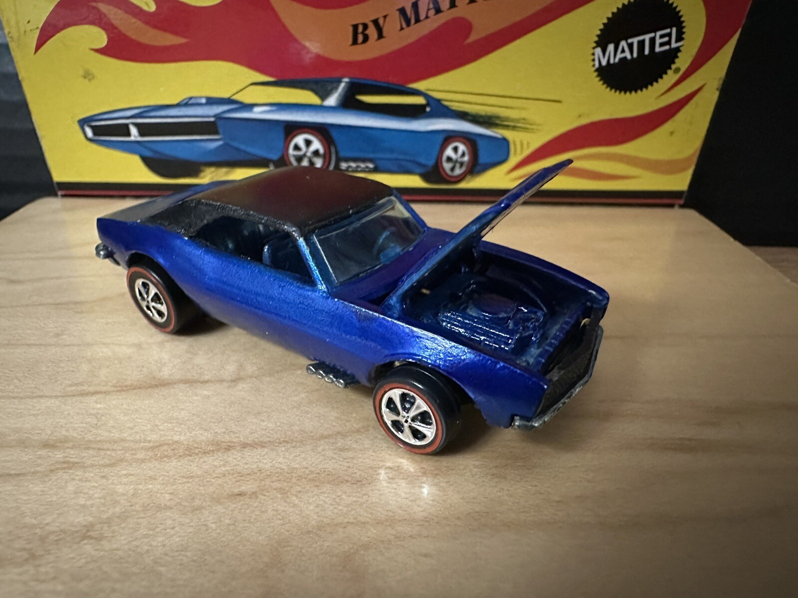 hot wheels 67 camaro Redlines Restoration/ Custom Build Blue W/ Blister & Button