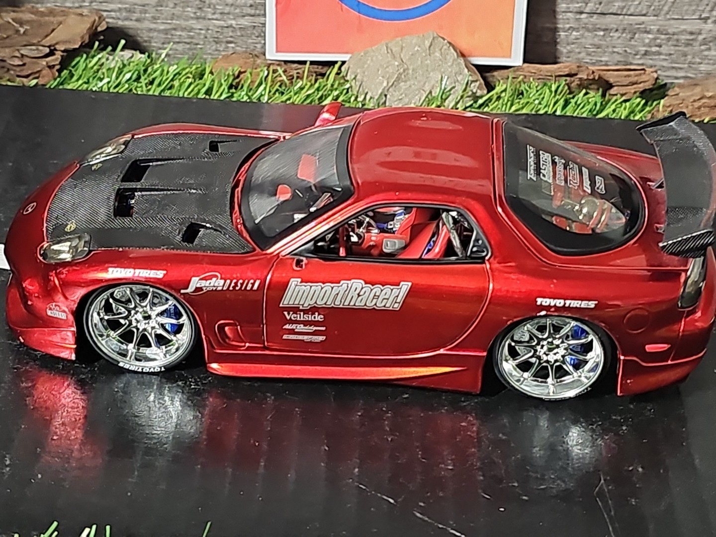 Jada Import Racer Rare Red Mazda RX-7 1:24 Scale Diecast Car NO BOX