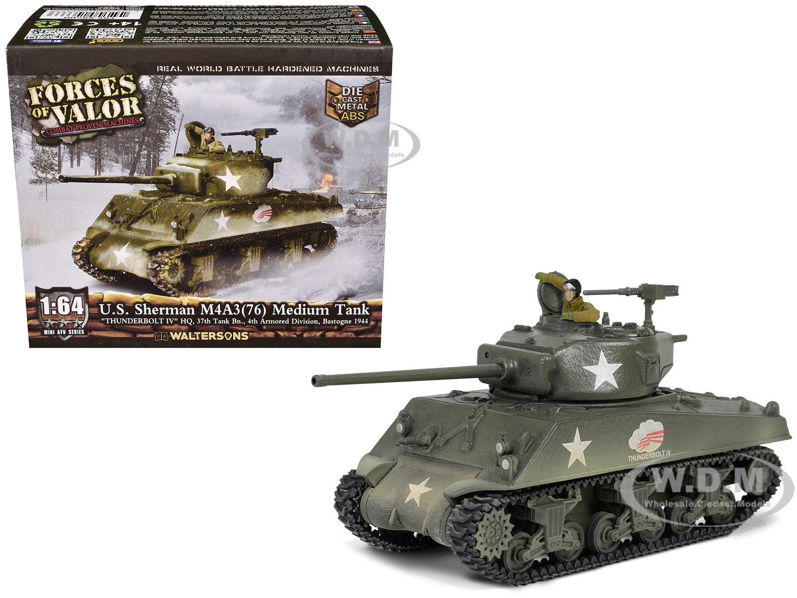 US SHERMAN M4A3(76) TANK “THUNDERBOLT IV” US ARMY 1/64 FORCES OF VALOR 805101