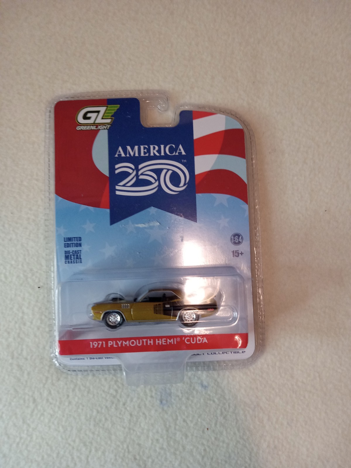 1:64 Greenlight *AMERICA 250* 1971 Plymouth Hemi ’Cuda NIP 250th Anniversary