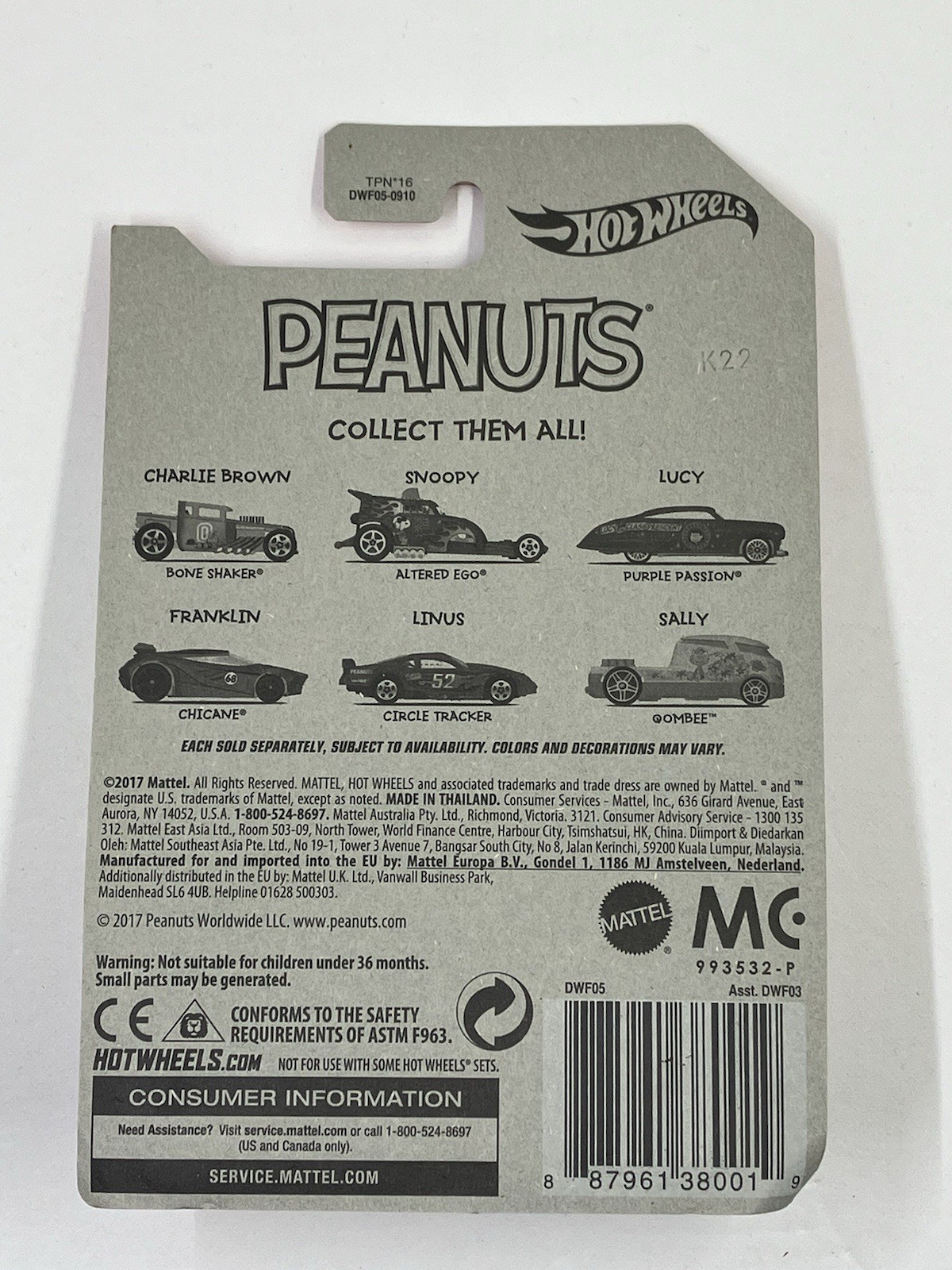 Hot Wheels – Peanuts – Complete Set of 6