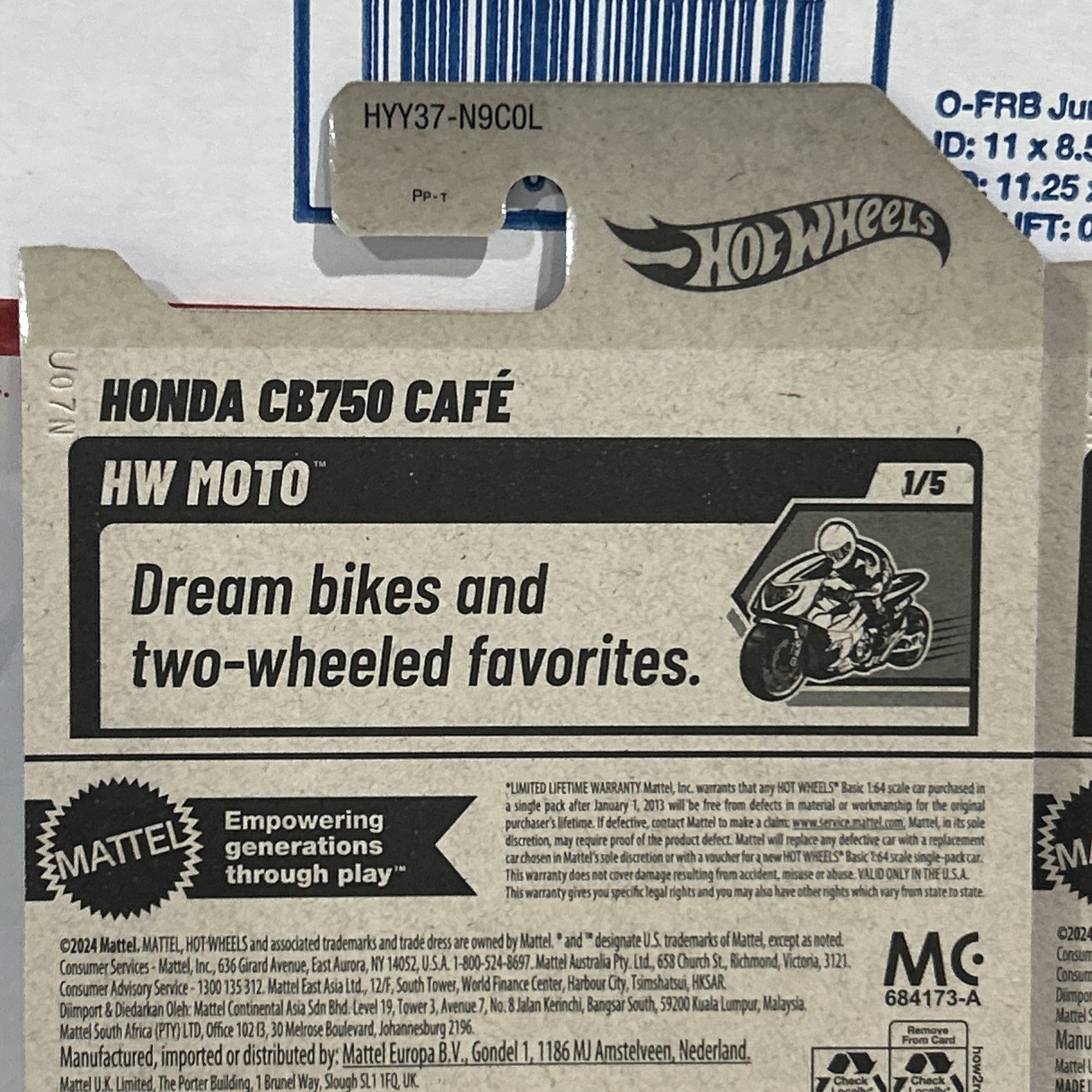 Lot of 4 NEW 2025 Hot Wheels Kroger Exclusive HONDA CB750 CAFE Motorcycles Card