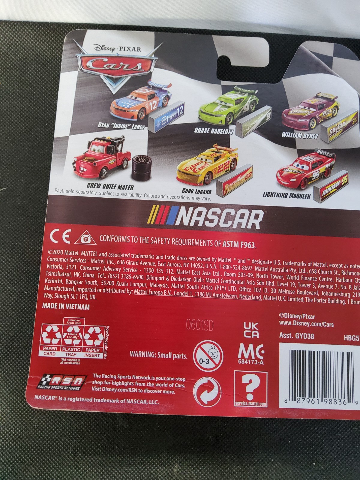 New Pixar Disney Cars NASCAR Gogo Logano William Byrev Metal Series Mattel 24 22