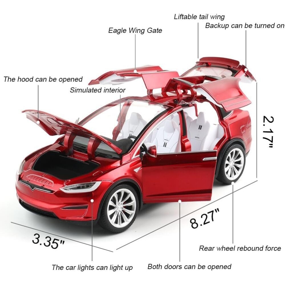 1:24 Scale Tesla Model X Alloy Car Model Diecast Toy Vehicles with Charger